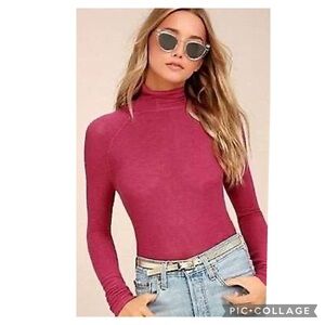 Intimately Free People Weekend Snuggle Layering Turtleneck Sweater Sangria New